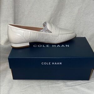 Cole Haan Women's Cream Croc-Embossed Loafers